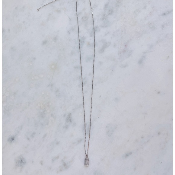 MELINDA MARIA Frame Pave PICK INITIAL Silver Plated Necklace Double Sid - Picture 2 of 3